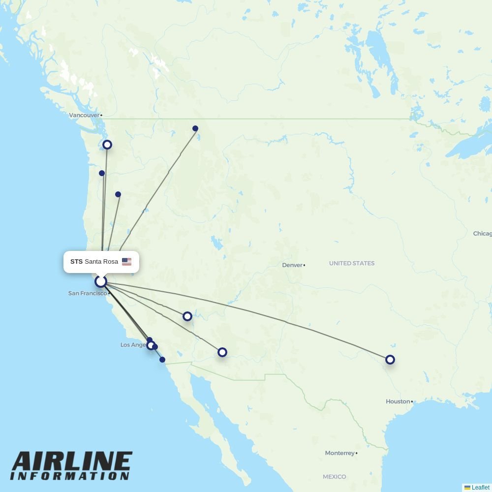 Southwest routes from STS