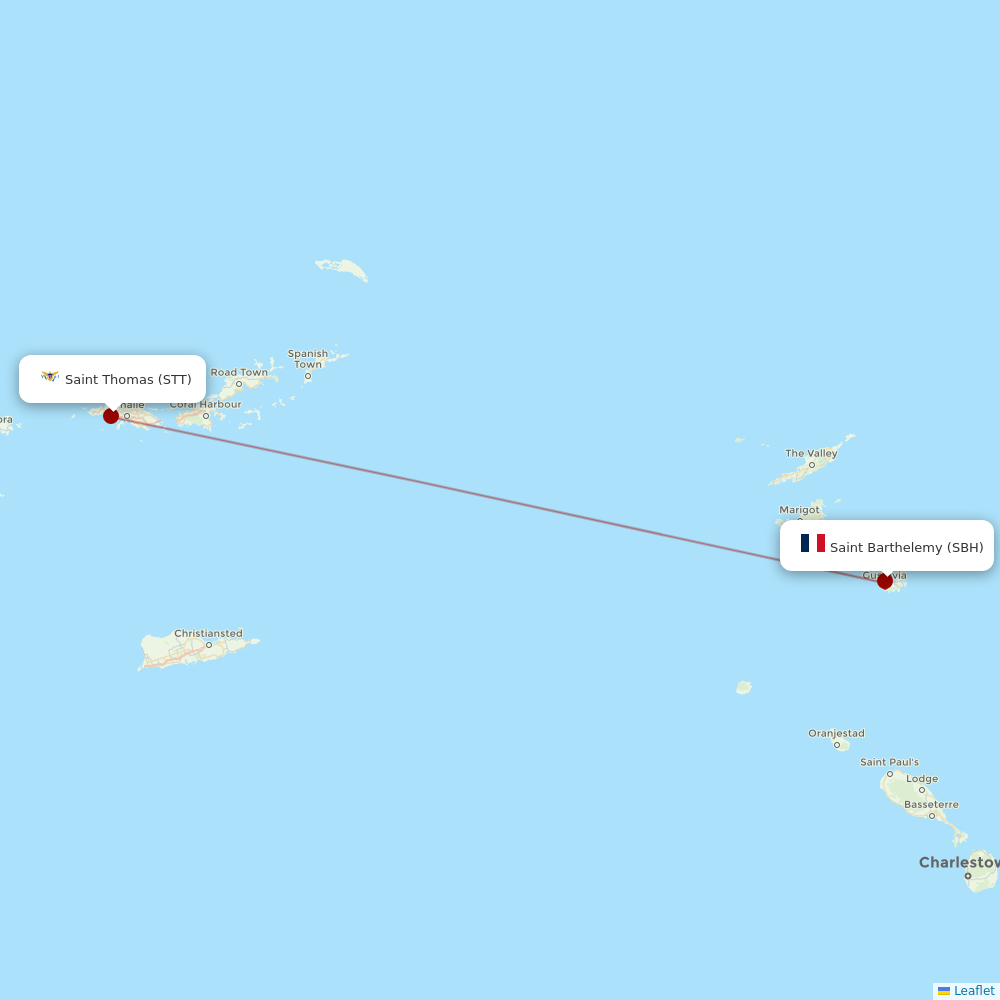 Tradewind Aviation at STT route map