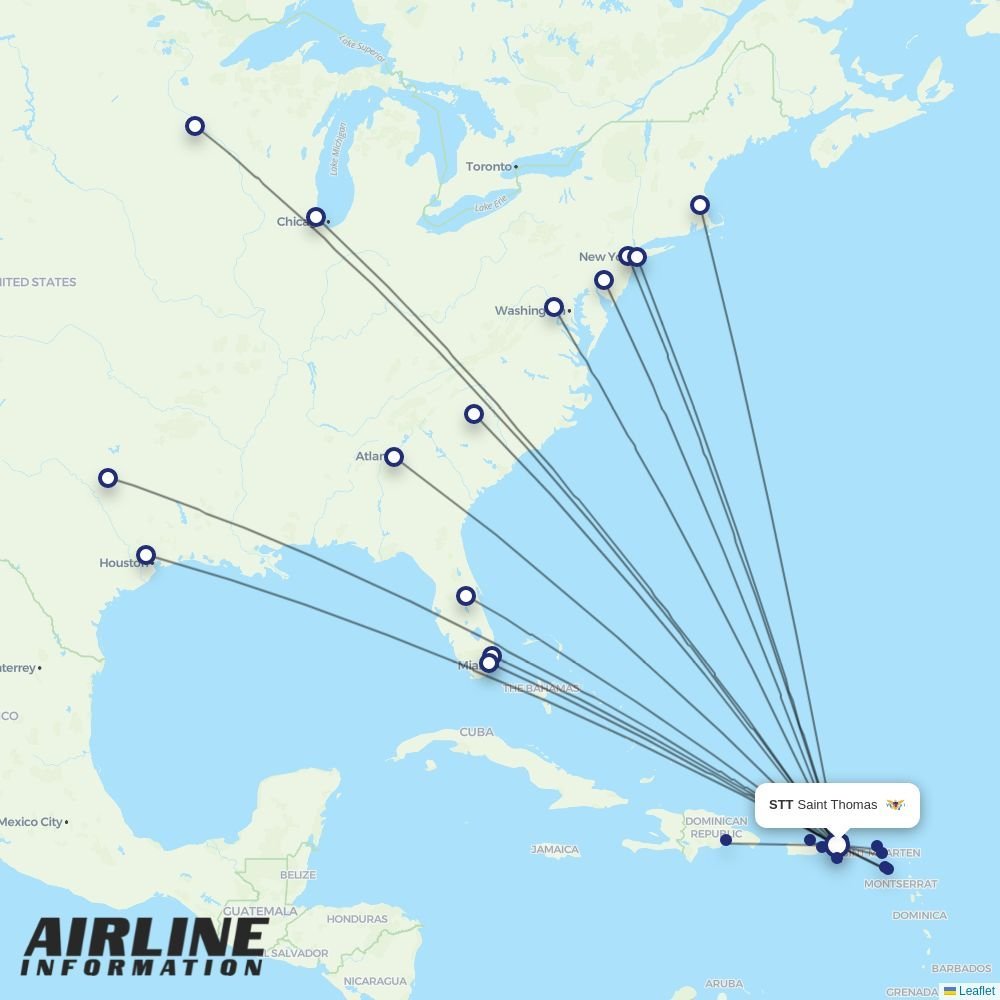United routes from STT