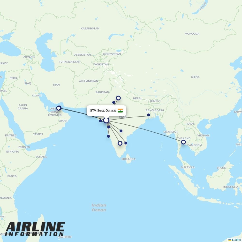 Air India Express routes from STV