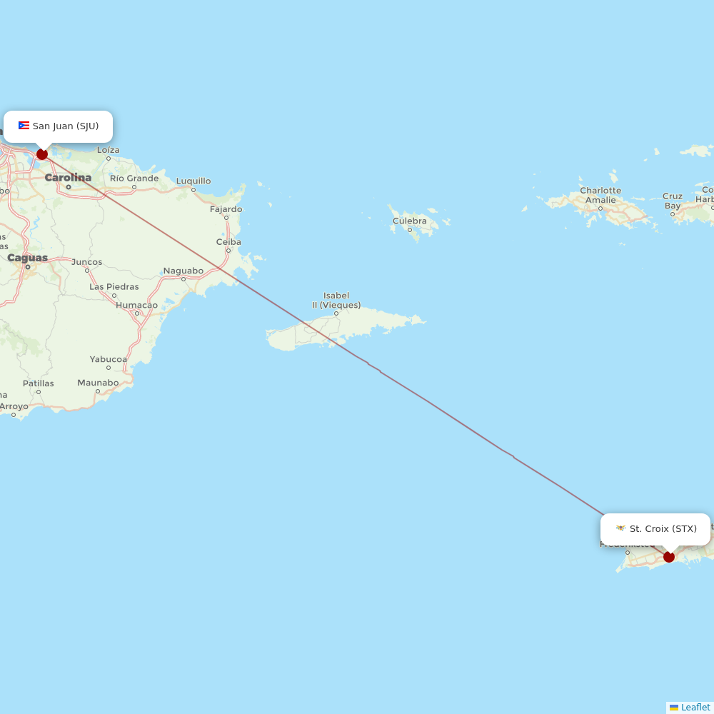 Silver Airways at STX route map