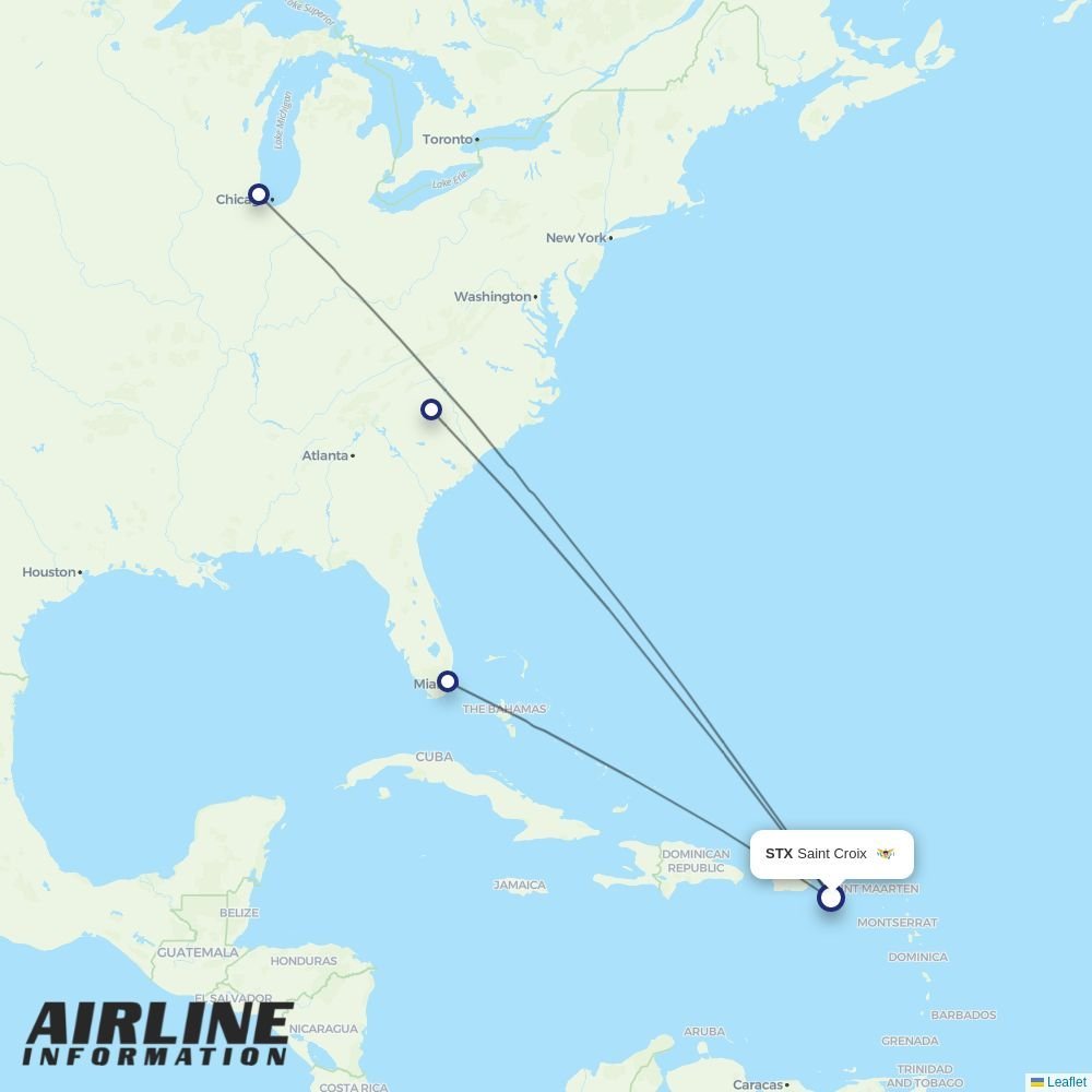 American Airlines routes from STX