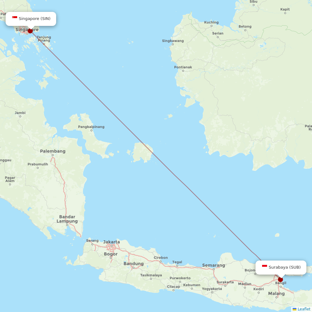Jetstar Asia at SUB route map