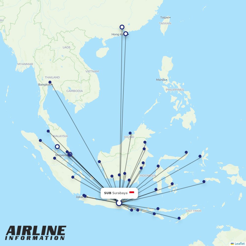 Garuda Indonesia routes from SUB