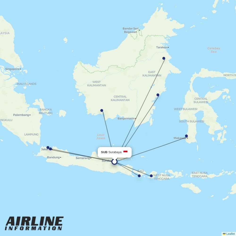 Batik Air routes from SUB
