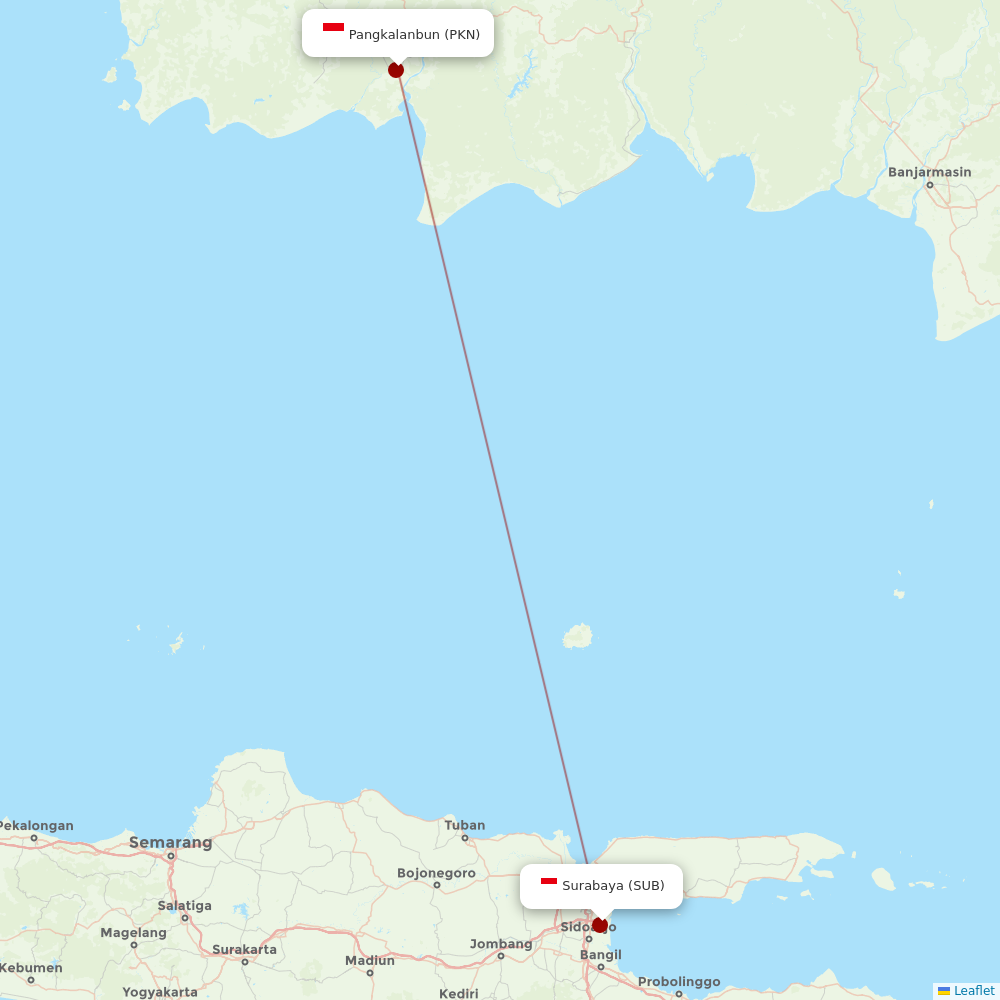 Nam Air at SUB route map