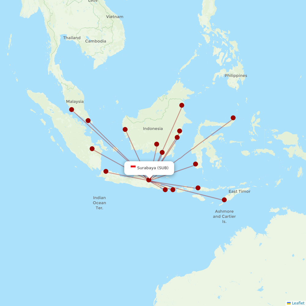 Lion Air at SUB route map
