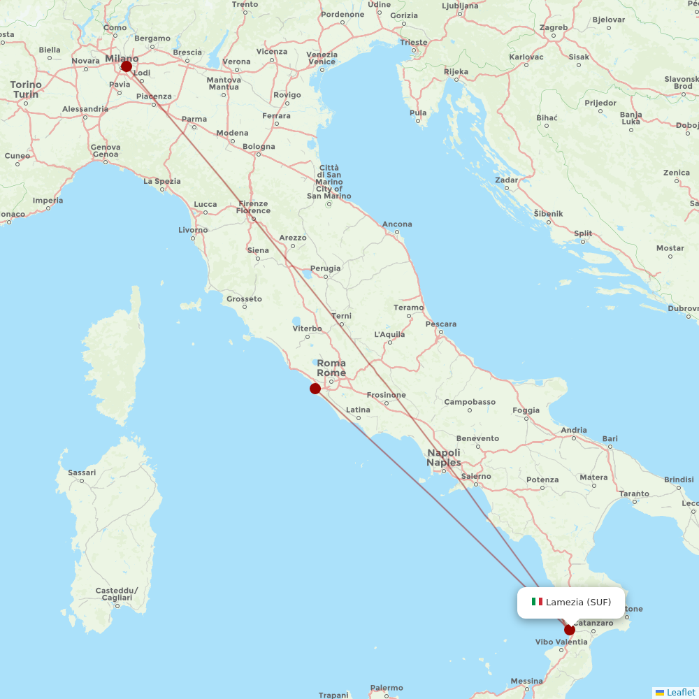 ITA Airways at SUF route map