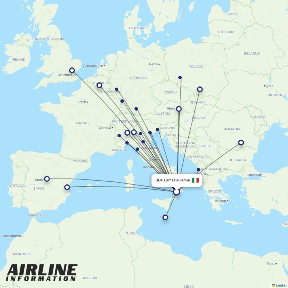 Ryanair routes from SUF