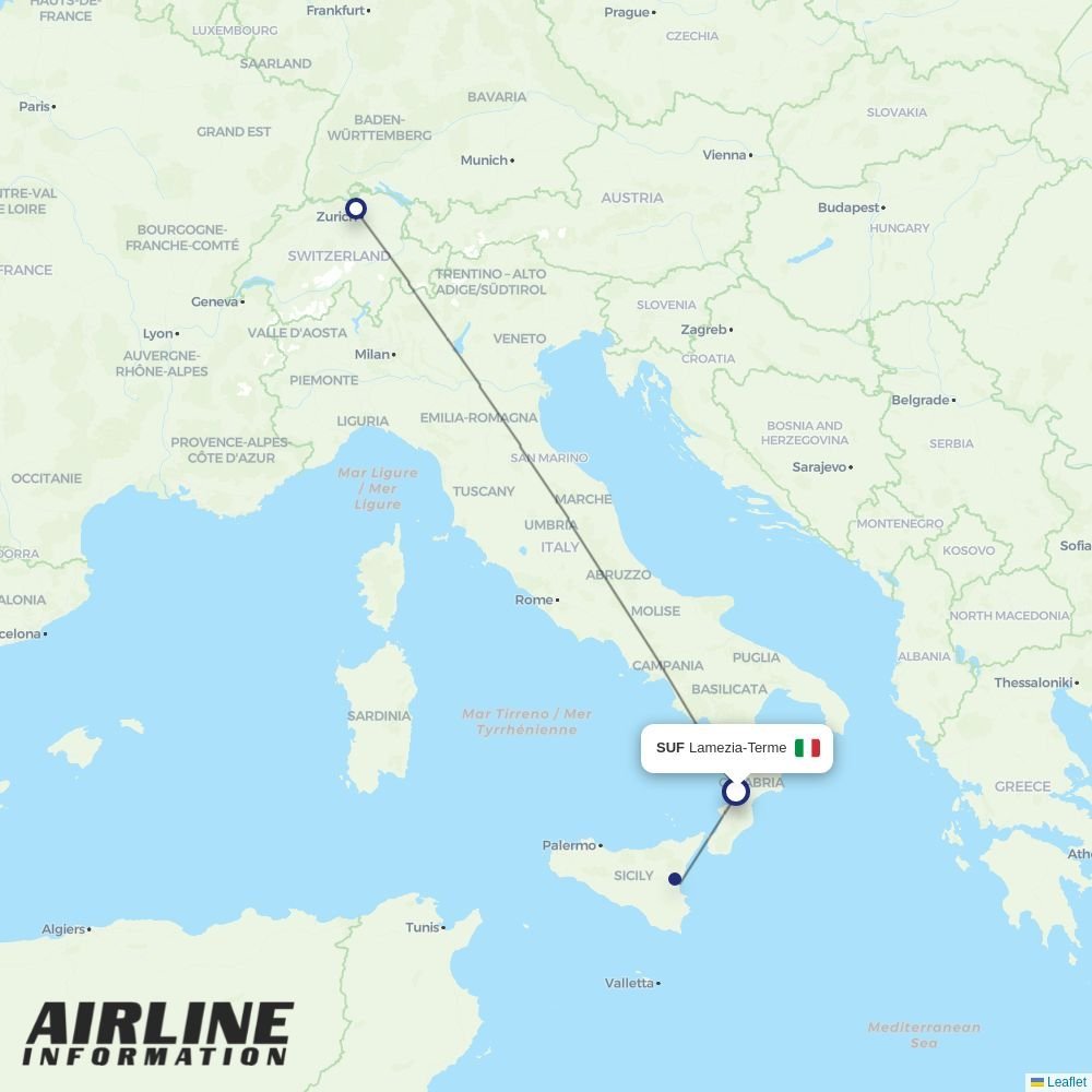 Edelweiss routes from SUF