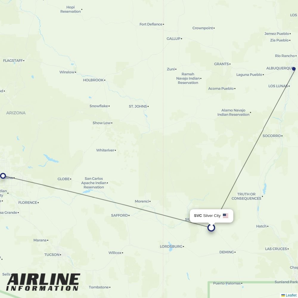Advanced Air routes from SVC