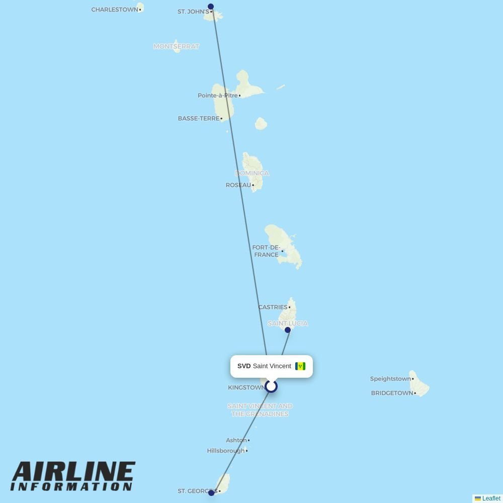 Sunrise Airways routes from SVD