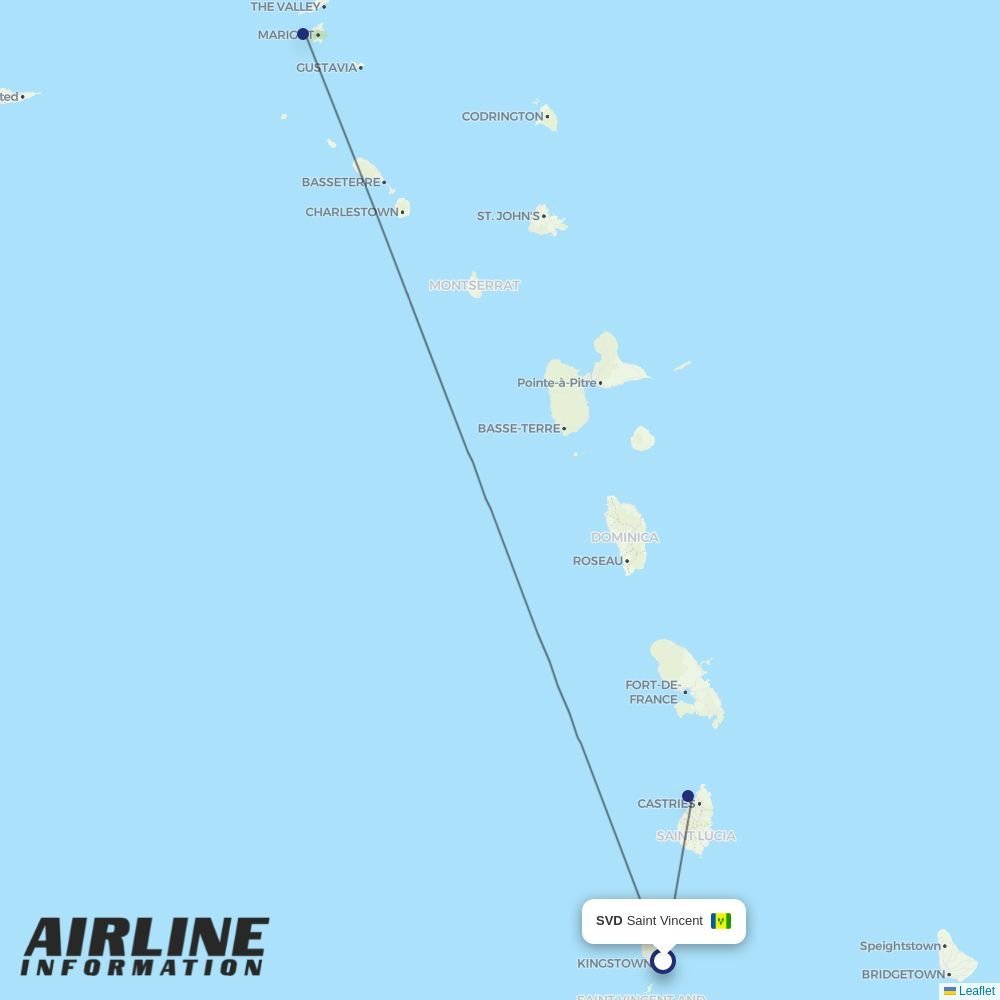 Winair routes from SVD