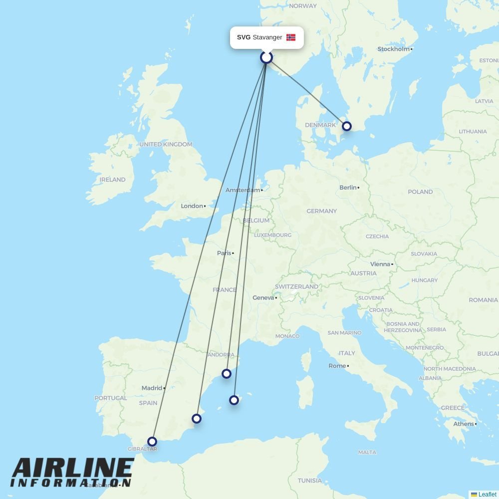 Norwegian Air Sweden routes from SVG