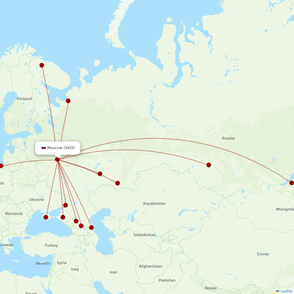 Nordavia Regional Airlines at SVO route map