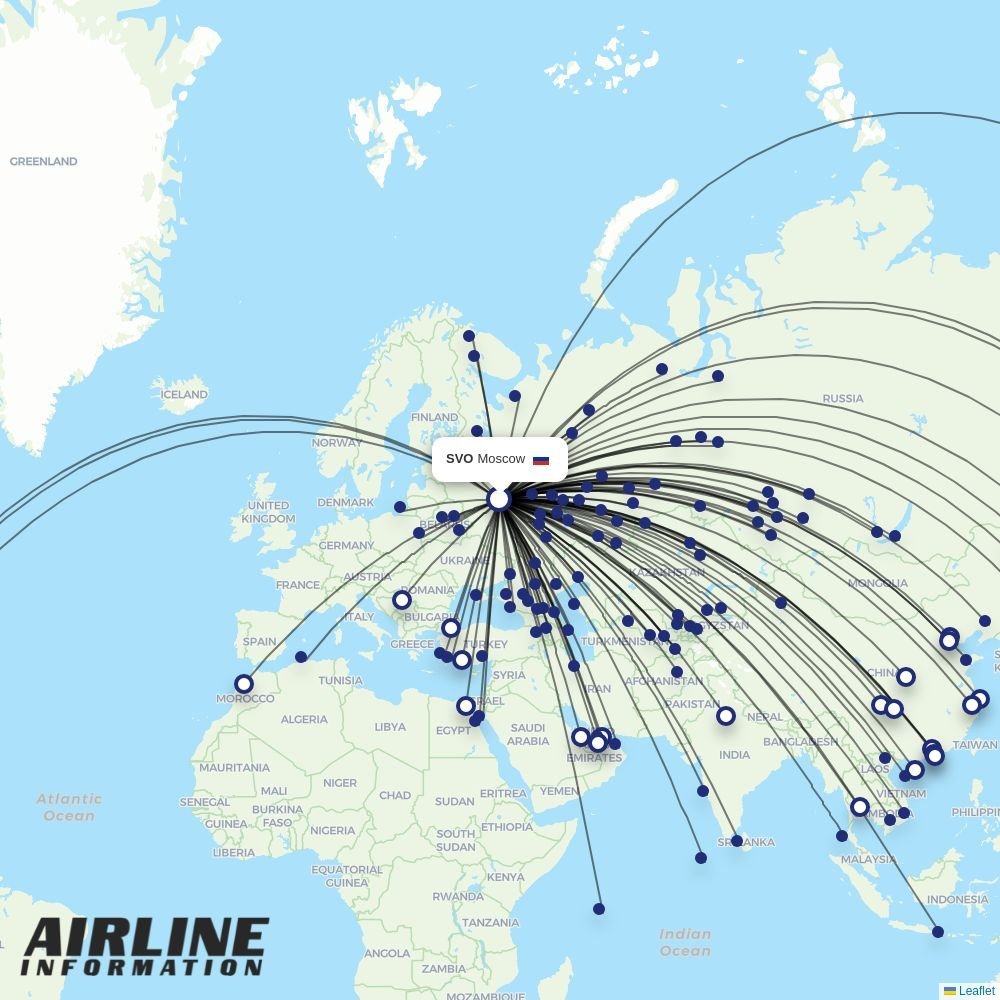 Air China routes from SVO