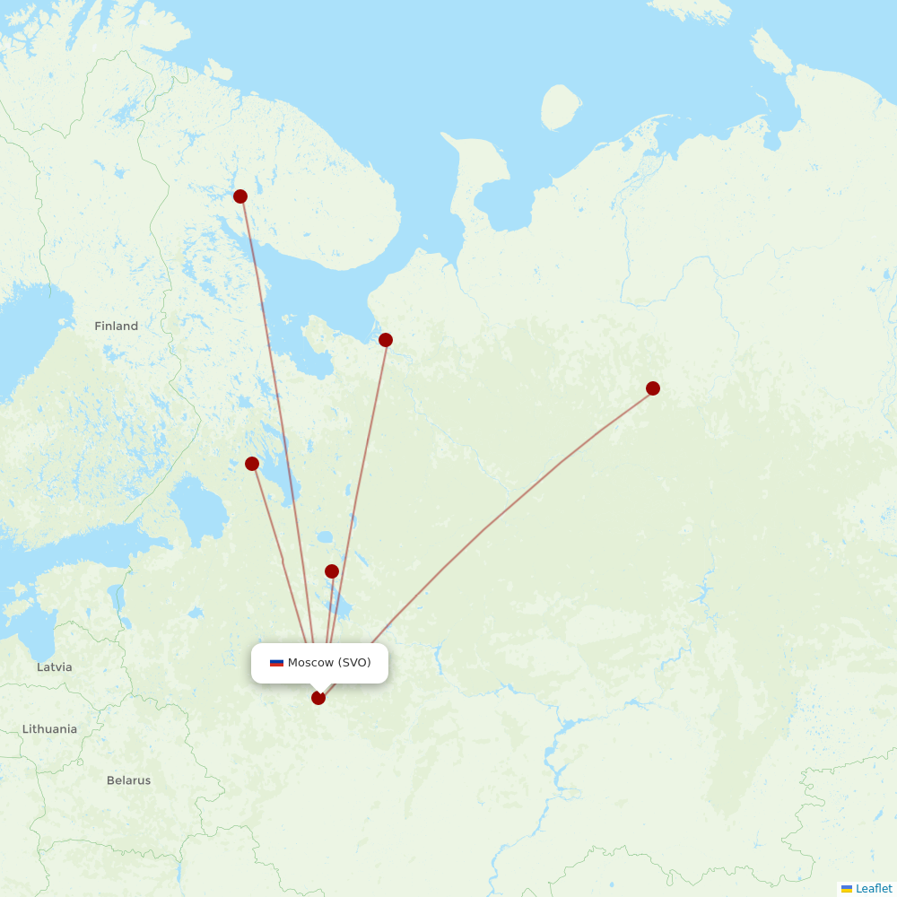 Severstal Aircompany at SVO route map