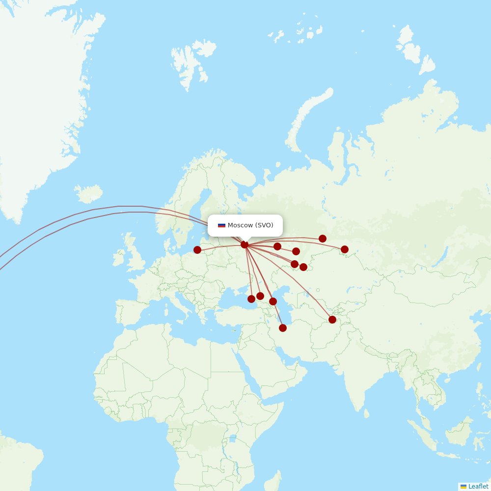 Nordwind Airlines at SVO route map