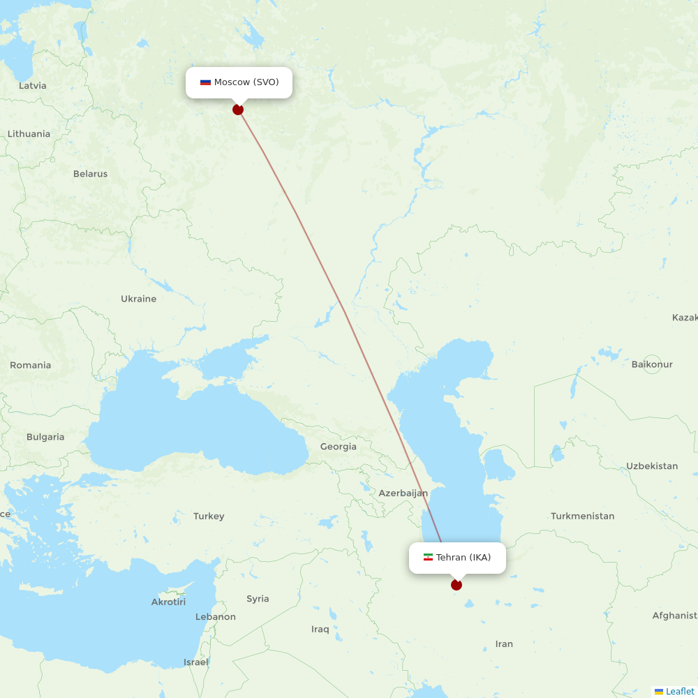 Mahan Air at SVO route map