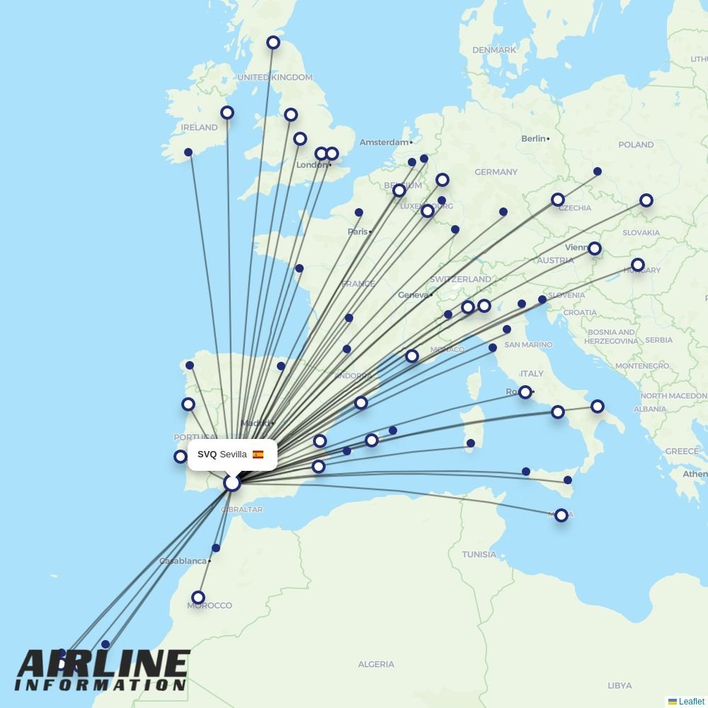 Ryanair routes from SVQ
