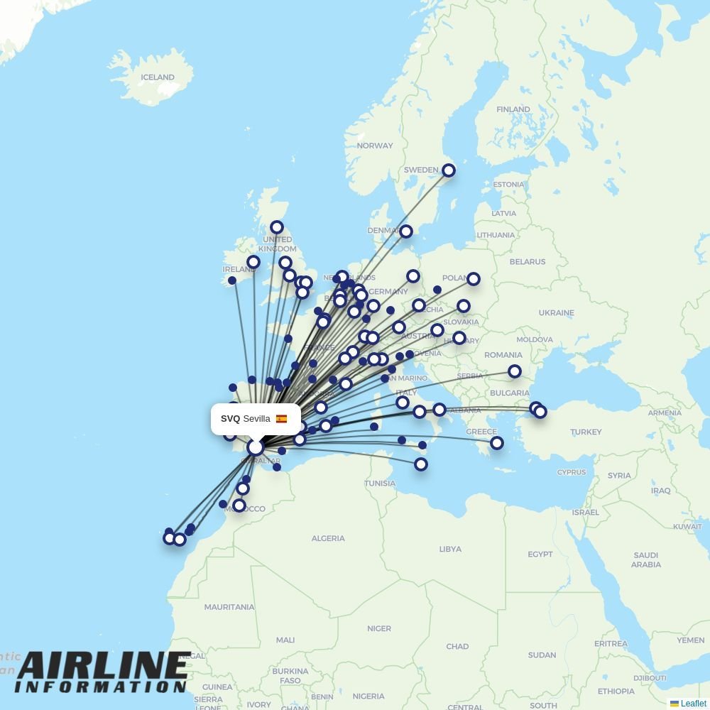 Transavia routes from SVQ
