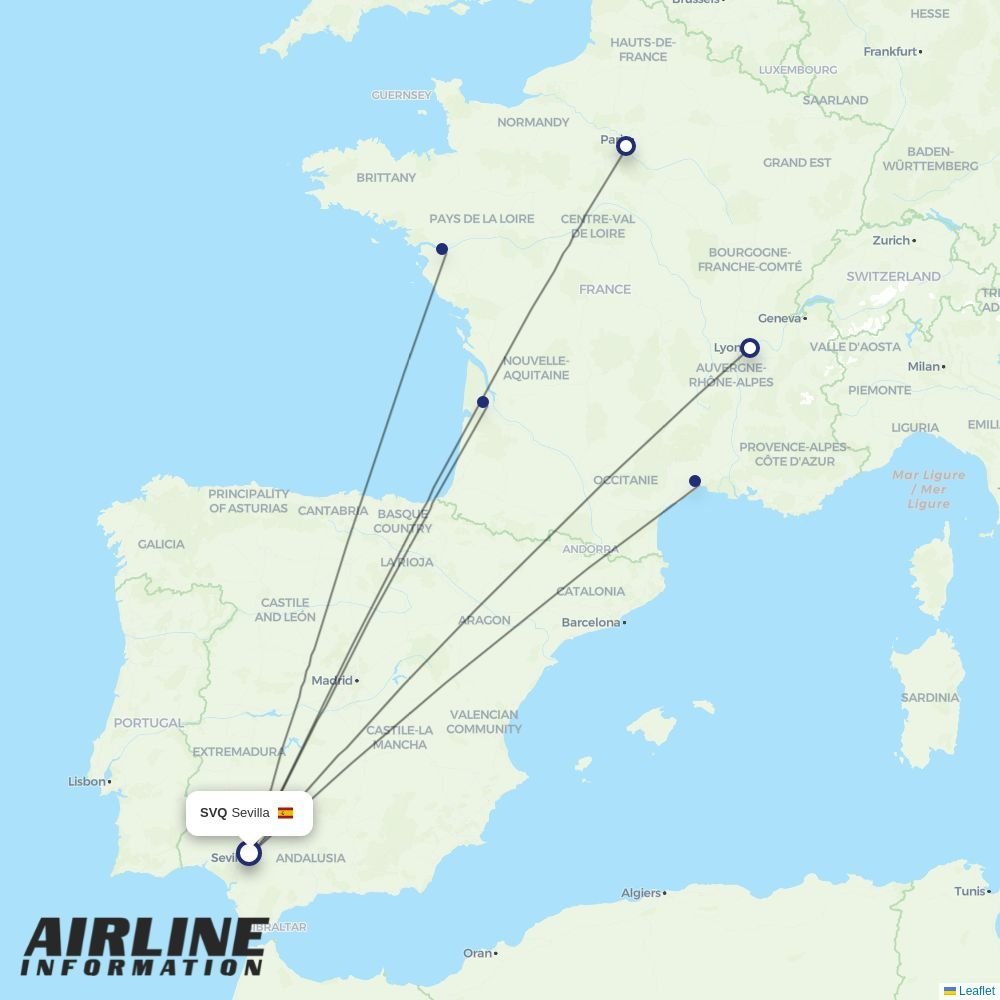 Transavia France routes from SVQ