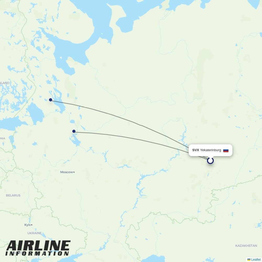 Severstal Avia routes from SVX