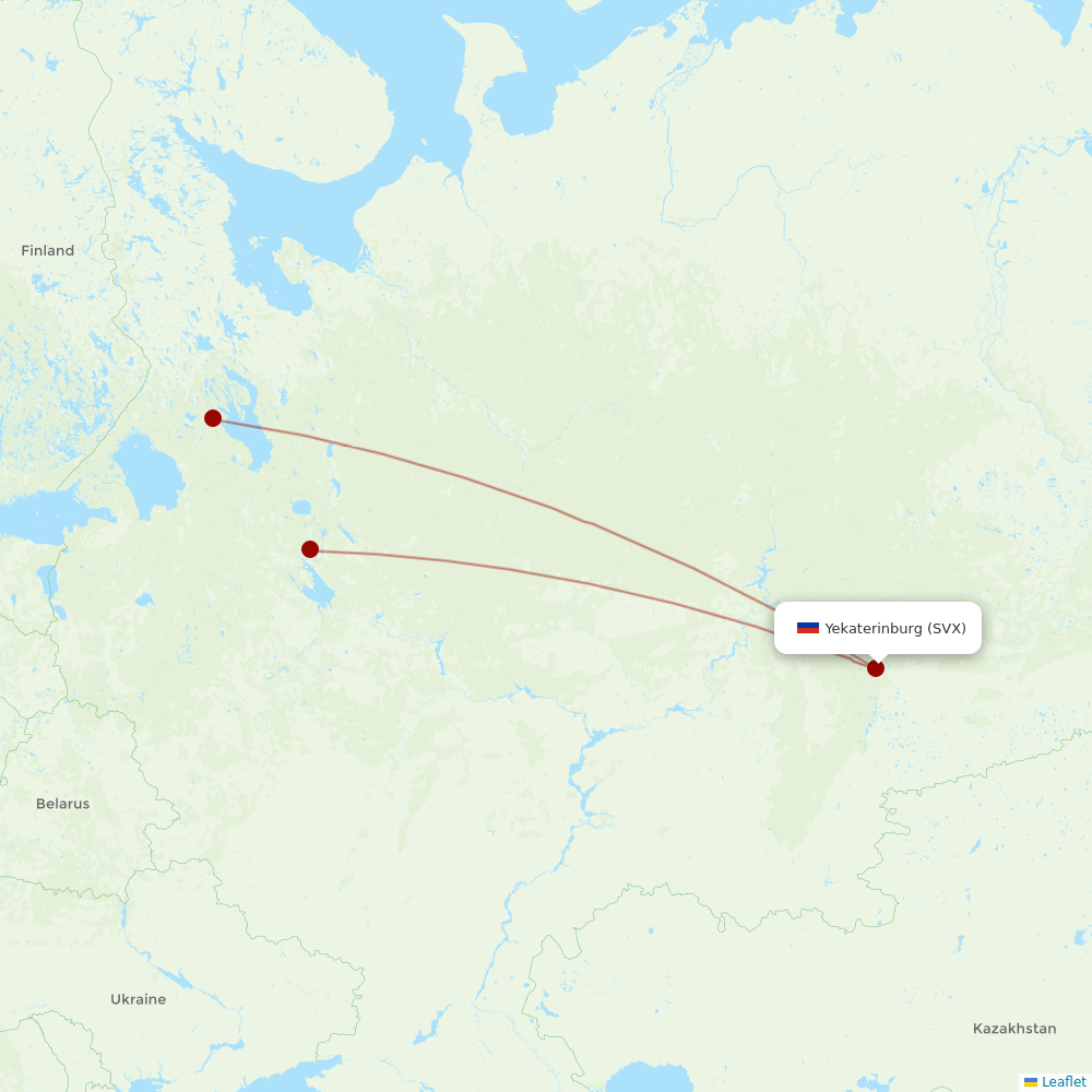 Severstal Aircompany at SVX route map