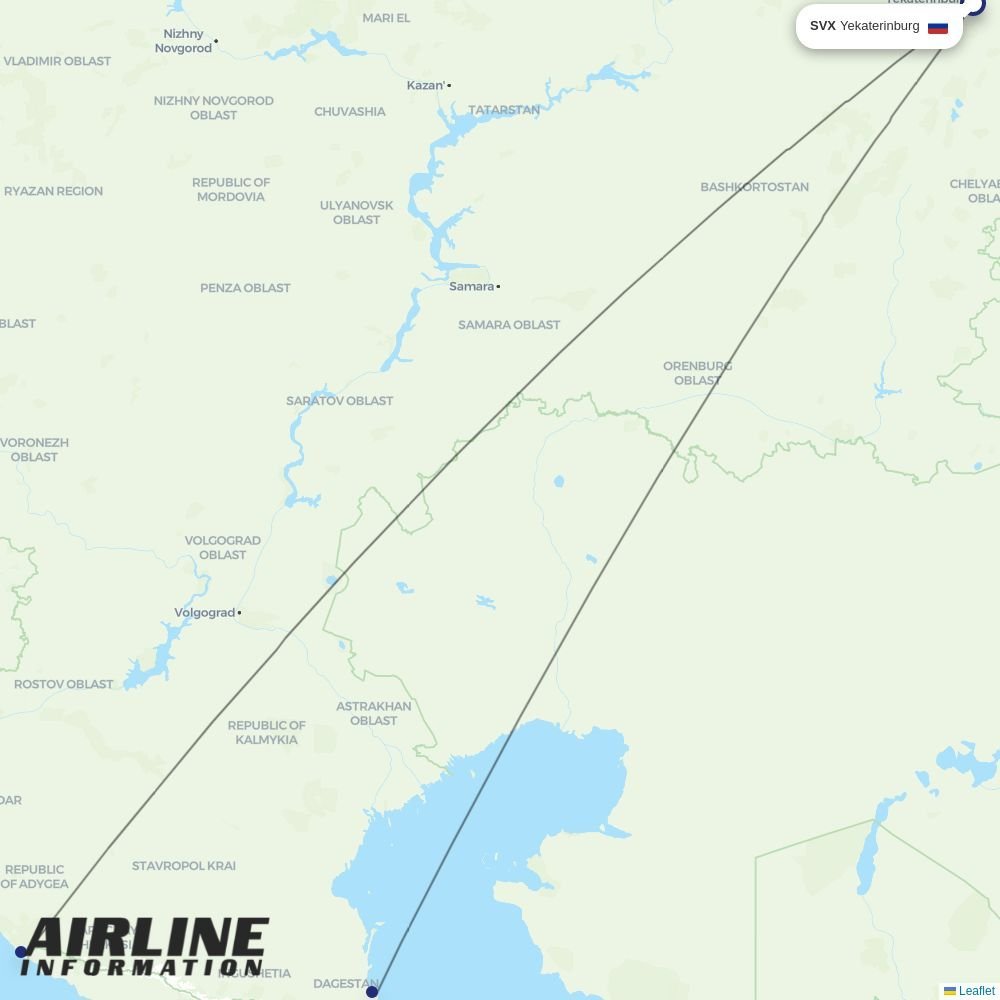Nordwind Airlines routes from SVX