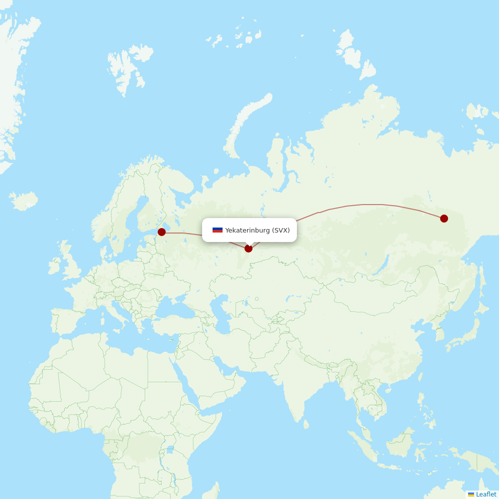 Yakutia at SVX route map