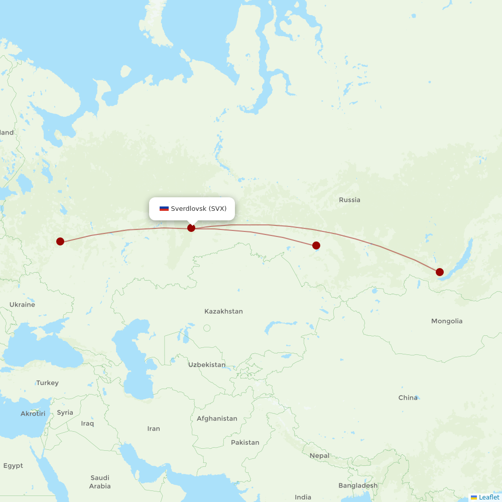 S7 Airlines at SVX route map