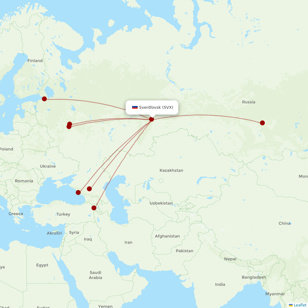 Aeroflot at SVX route map