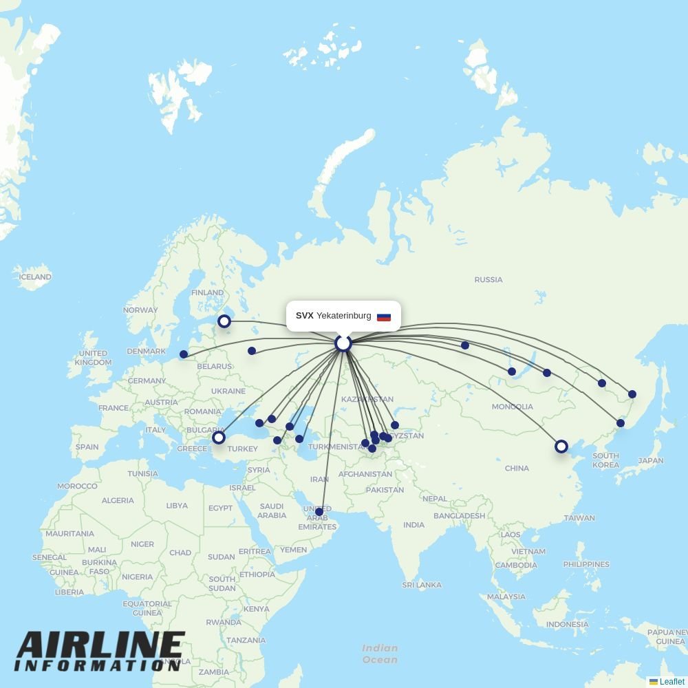Ural Airlines routes from SVX
