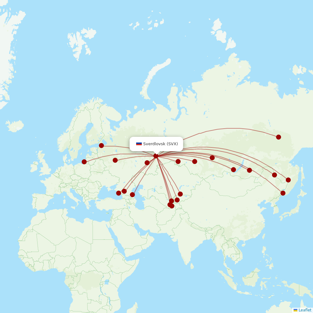 Ural Airlines at SVX route map