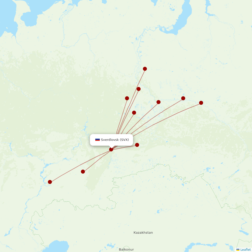 UTair at SVX route map