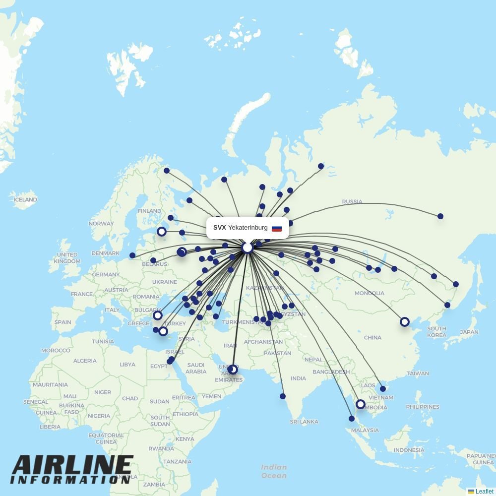 Yamal Airlines routes from SVX