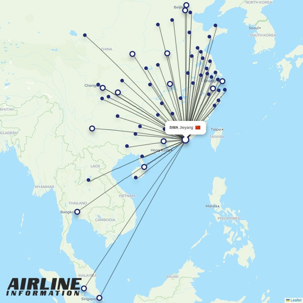 Chengdu Airlines routes from SWA