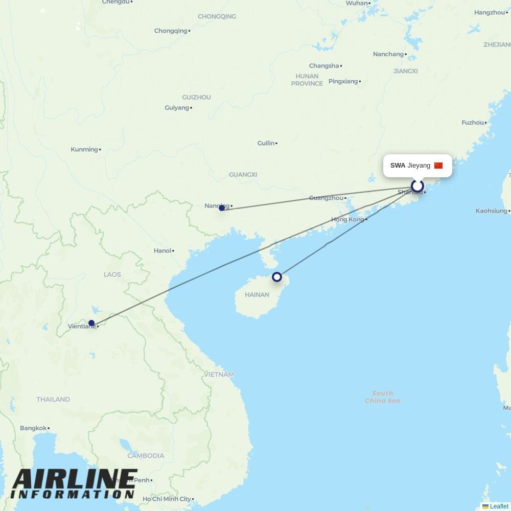 Capital Airlines routes from SWA