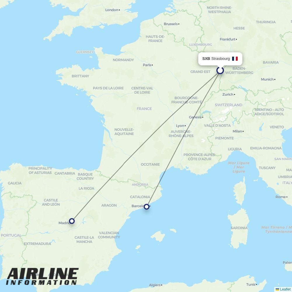 Iberia routes from SXB