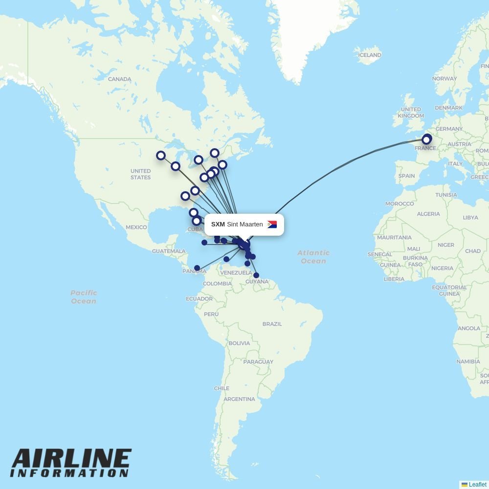 LIAT20 routes from SXM