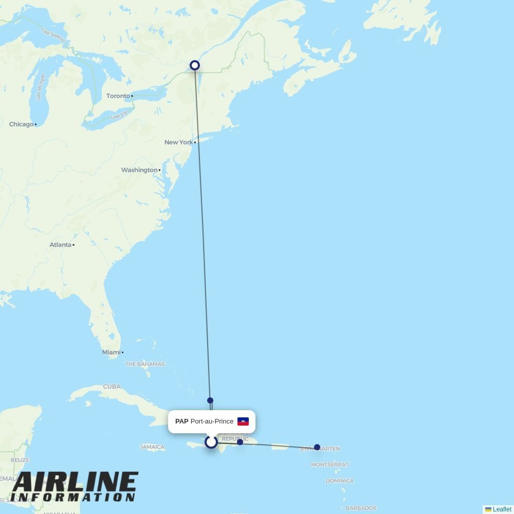 Winair routes from SXM