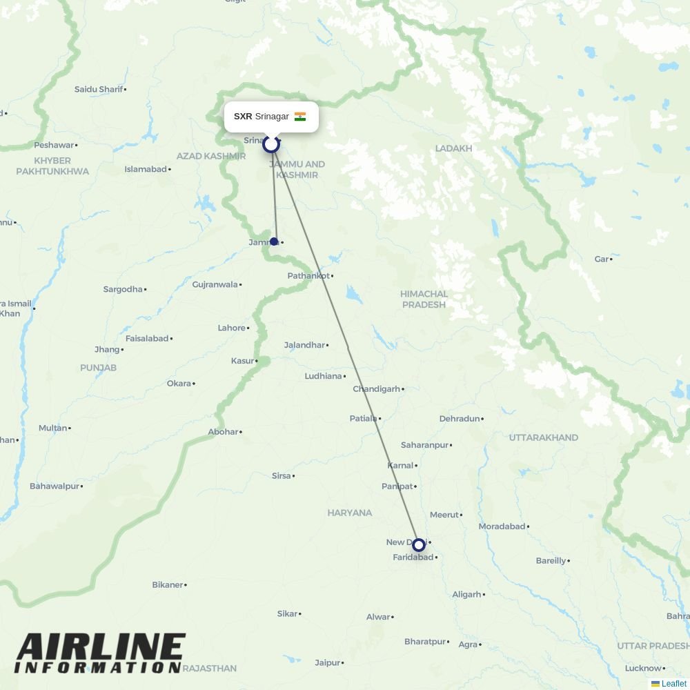 Air India Express routes from SXR