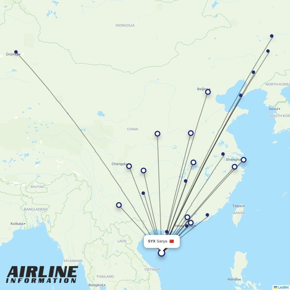 China Southern routes from SYX