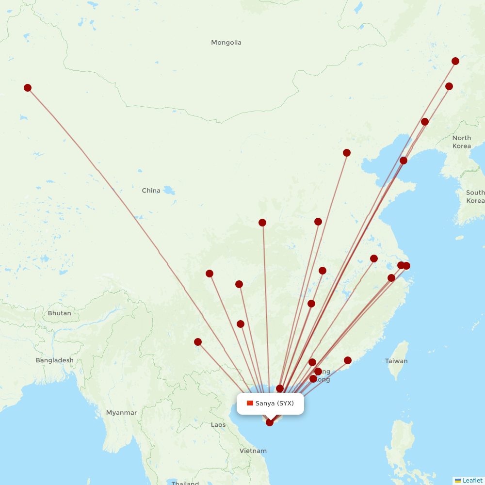 China Southern at SYX route map