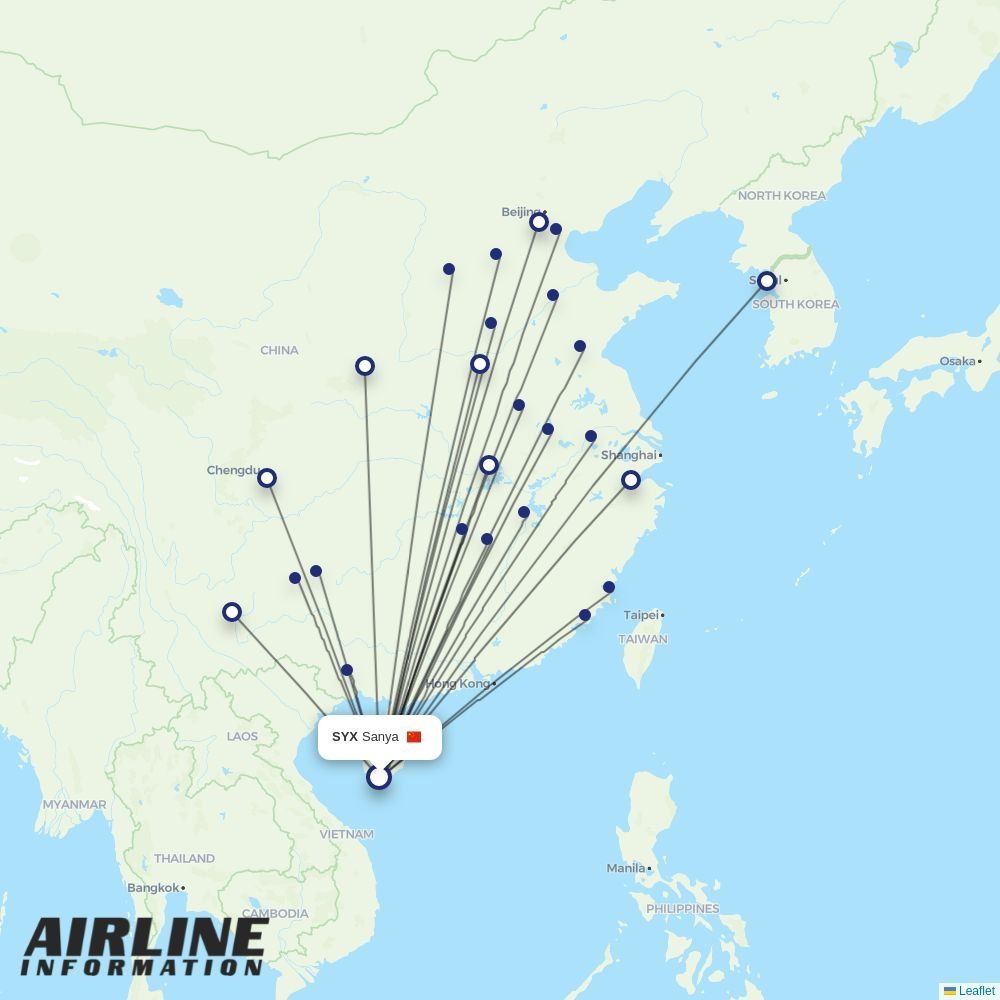 Capital Airlines routes from SYX
