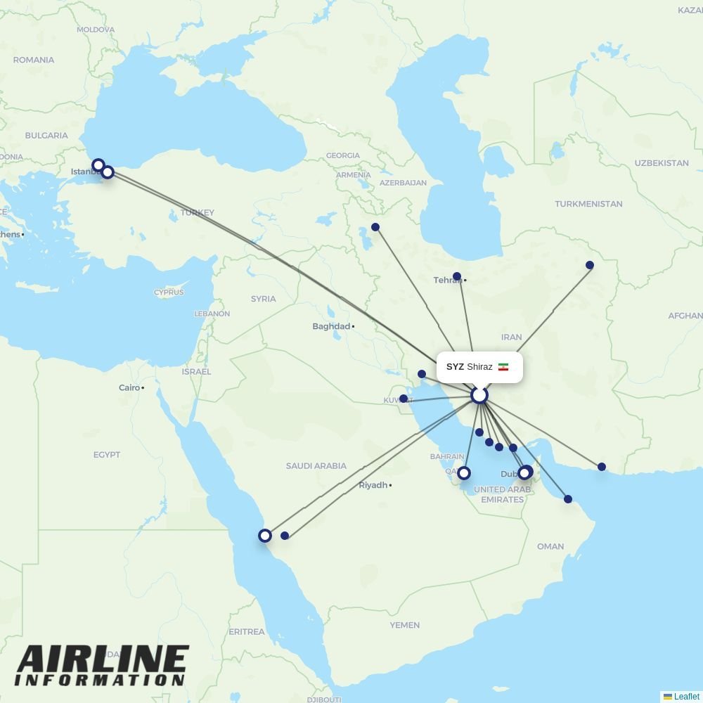 Iran Airtour routes from SYZ