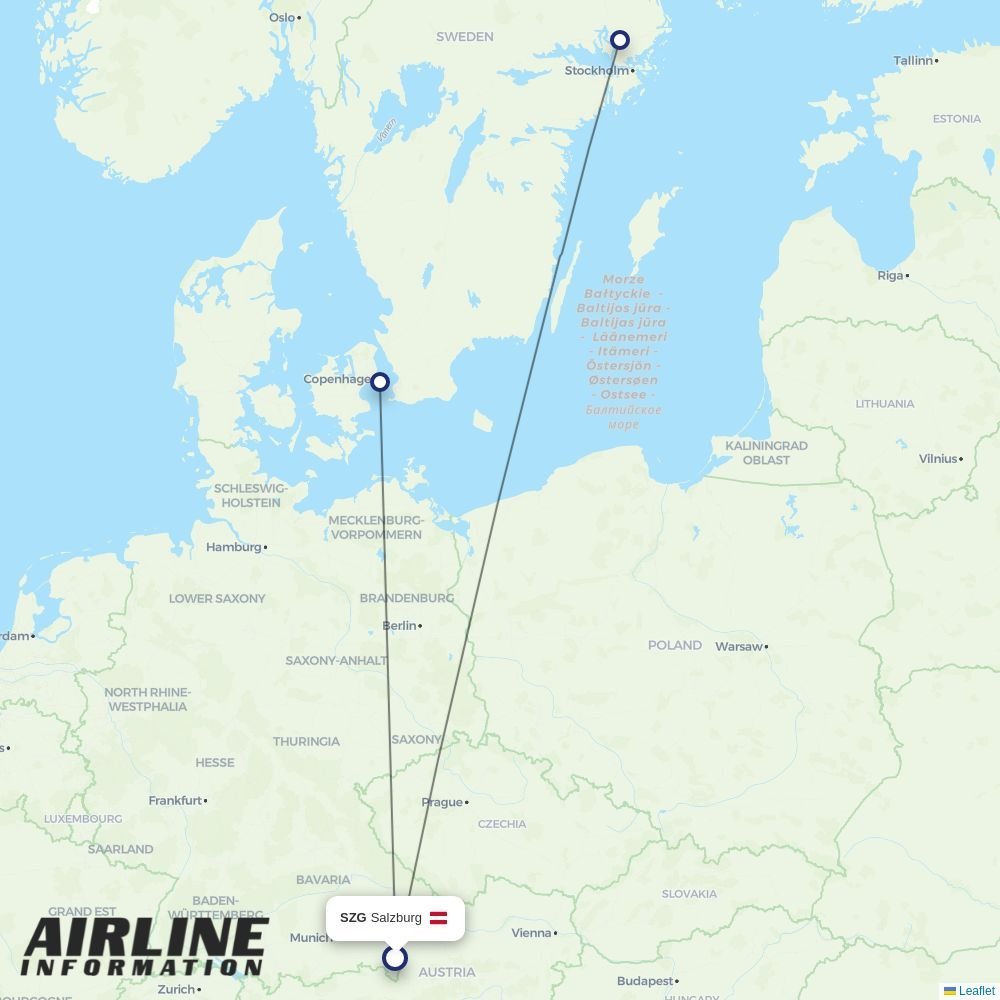 Norwegian Air Sweden routes from SZG