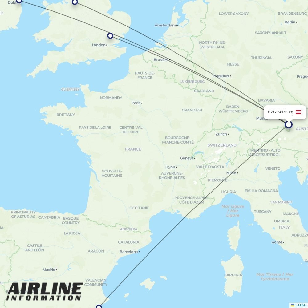 Ryanair routes from SZG