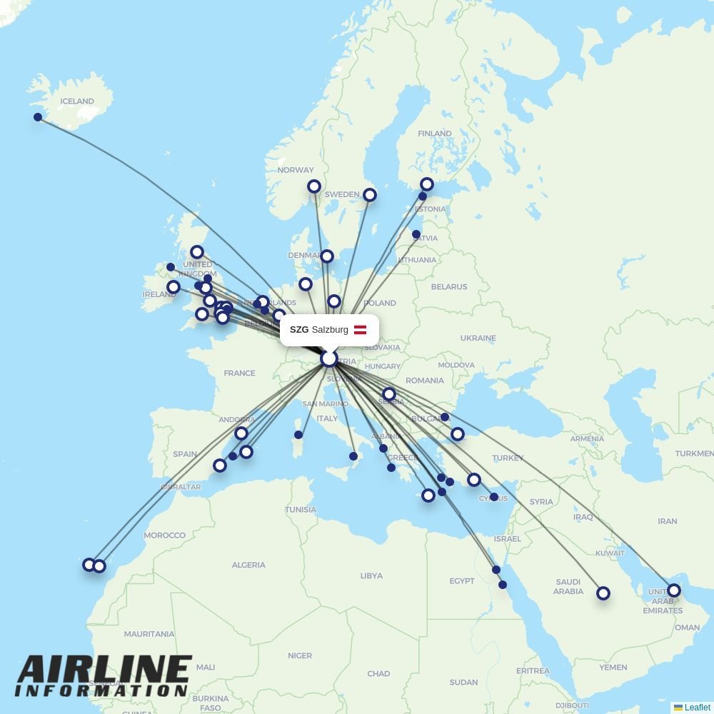 Transavia routes from SZG