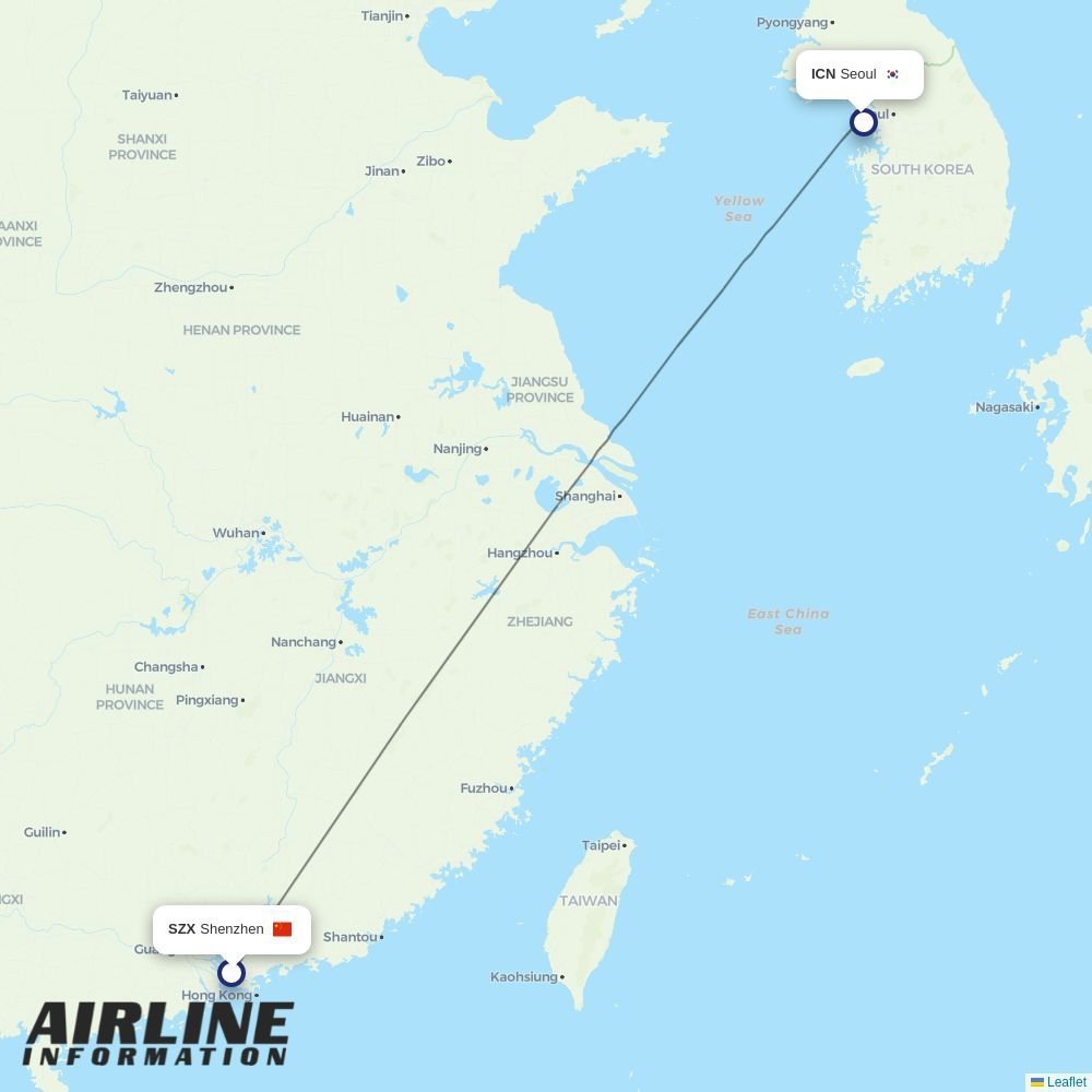China Airlines routes from SZX
